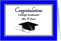 Graduation Custom Name College Grad Cap Diploma card