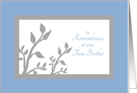 Twin Brother Death Anniversary Remembrance Tree Branch Silhouette card
