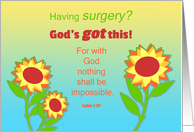 Surgery Encouragement Sunflowers and Bible Quote card