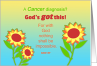 Thinking of You Cancer Diagnosis Sunflowers and Bible Quote card