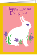 Daughter Easter Fluffy WhiteBunny With Purple Flowers card