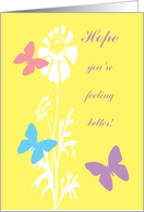 Get Well Feel Better Colourful Butterflies with White Flowers card