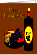 Missing You on Thanksgiving Wine Bottle and Fruit Bowl Card