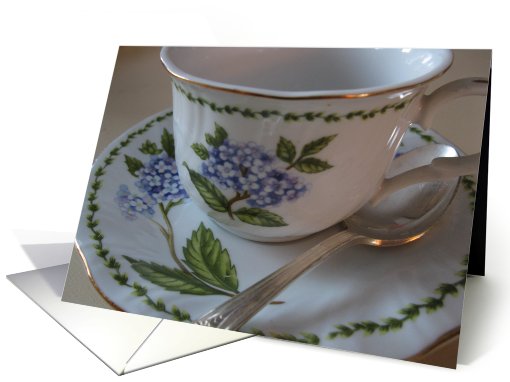 Invitation--Let's do coffee, blue hydrangea card (570666)