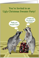 Invitations, Ugly Christmas Sweater Party, general, adorable raccoons card