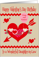 Birthday on Valentine’s Day to Daughter in Law with Hearts and Zigzags card