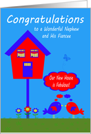 Congratulations on New House to Nephew and Fiancee with Birds card