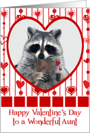 Valentine’s Day To Aunt, Raccoon in red heart, heart design on white card