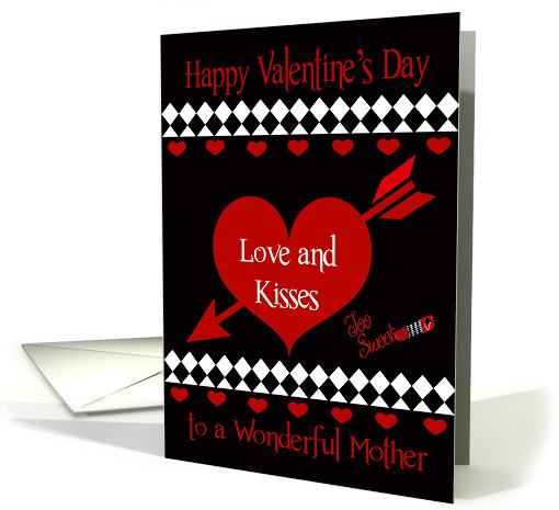 Valentine's Day to Mother with Red hearts on a Diamond Design card