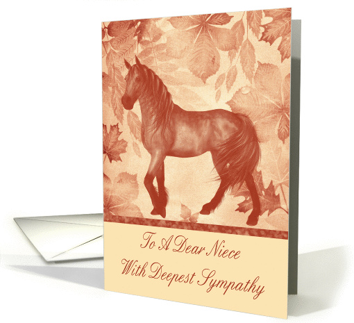 Sympathy To Niece, Loss Of Horse, Horse on vintage leaf... (1047429)