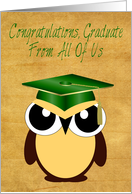 Congratulations, Graduation, From All Of Us, Owl with cap, tassel card
