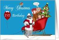 Birthday on Christmas Eve, general, Raccoon Santa Claus, balloon card