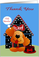 Thank You to Pet Groomer with a Cute Dog in Front a Dog House card