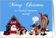 Christmas to Veterinarian and Staff with Cute Animals in the Snow card