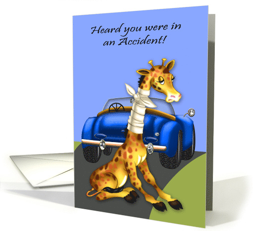 Get Well from a Car Accident with a Giraffe in a Neck Bandaged card