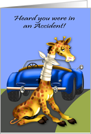 Get Well from a Car Accident with a Giraffe in a Neck Bandaged card