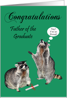 Congratulations To Father Of Graduate, raccoons, cap, diploma, green card