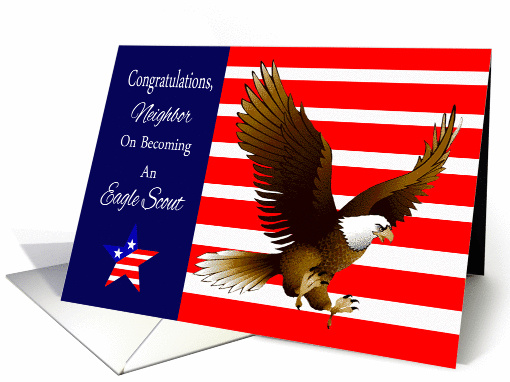 Congratulations, Becoming Eagle Scout To Neighbor, Eagle on flag card
