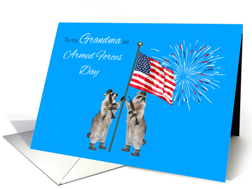 Armed Forces Day To Grandma, armed raccoons with a flag... (1126038)