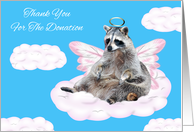 Thank You For Donation, Raccoon With Angel Wings And Halo On Cloud card
