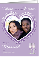 Announcement, We Got Married Photo Card, lesbian, purple, fancy heart card