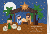 Christmas to Nephew and Fiancee Nativity Scene with Baby Jesus card