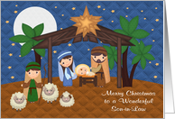 Christmas to Son-in-Law, Nativity Scene With Baby Jesus, stars, moon card