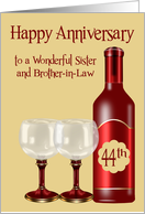 44th Wedding Anniversary to Sister And Brother in Law with Wine card