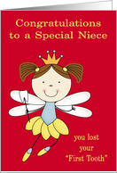Congratulations to Niece on Losing first tooth, A cute girl fairy card