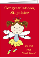 Congratulations to Stepsister, Losing first tooth, girl fairy, crown card