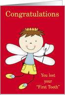 Congratulations, general for boys, Losing first tooth, boy fairy card