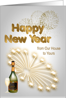 New Year’s from Our House to Yours Custom Year 2025 with Fireworks card