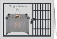 Congratulations To Sister, released from grounding, raccoon, playpen card