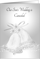 Announcement for Wedding Canceled for Son, wedding bells, silver card