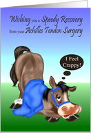 Get Well, Achilles Tendon Surgery, sick horse with a blue blanket card