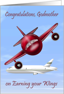 Congratulations To Godmother, pilot’s license, raccoons flying a plane card