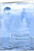 10th Wedding Anniversay with a Blue Moon Theme and Water Scene card