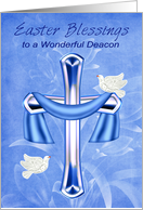 Easter to Deacon with an Elegant Cross and Beautiful White Doves card