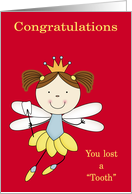 Congratulations on Losing Tooth with a Girl Fairy Wearing a Cown card