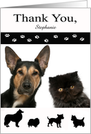 Thank You to Dog Trainer Custom Name Photo Card with Dog Silhouettes card