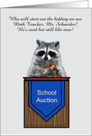 Thank You School Auction Support, custom text, humor, raccoon card