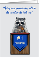 Thank You To Auctioneer, general, humor, raccoon with gavel, podium card