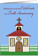 Invitations, 10th Anniversay Celebration for church, church with fence card