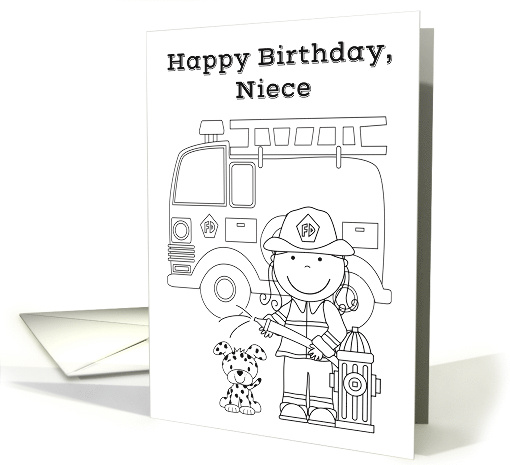 Birthday to Niece Coloring Card with a Fire Girl and a... (1253974)