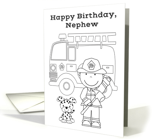 Birthday to Nephew, fun coloring card, fire boy with... (1253978)