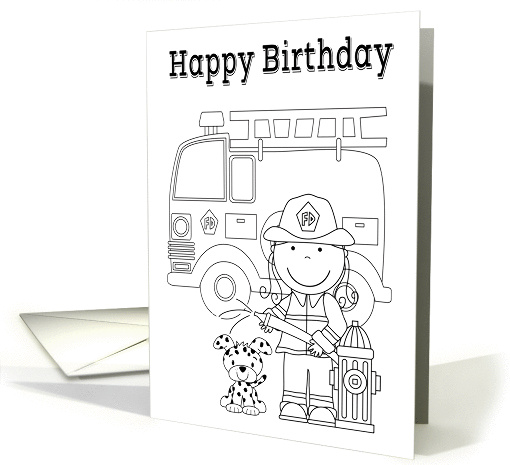 Birthday, general, fun coloring card, fire girl with a... (1254278)