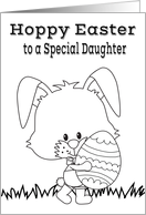 Easter To Daughter, fun coloring card, Bunny with a big decorated egg card