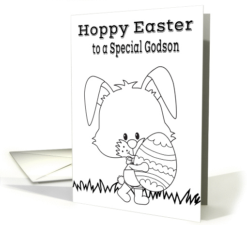 Easter To Godson, fun coloring card, Bunny with a big... (1256180)