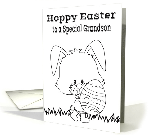 Easter to Grandson Coloring Card with a Bunny and a Decorated Egg card