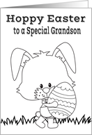 Easter to Grandson Coloring Card with a Bunny and a Decorated Egg card